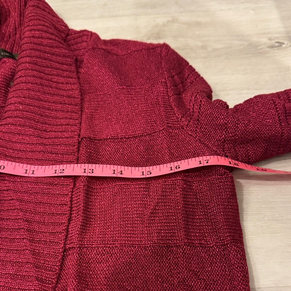 The Limited Burgundy Cardigan Sweater with belt, few small pulls. - Picture 5 of 11